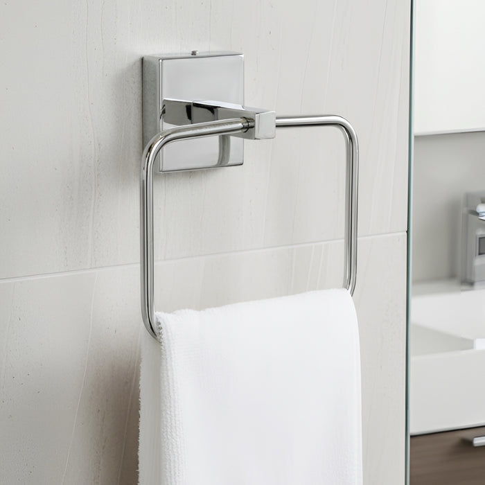 IBL 66-SH iBELL Stainless Steel Square Towel Ring | Towel Holder for Bathroom & Washbasin | Napkin Ring with Chrome Finish - 16 cm