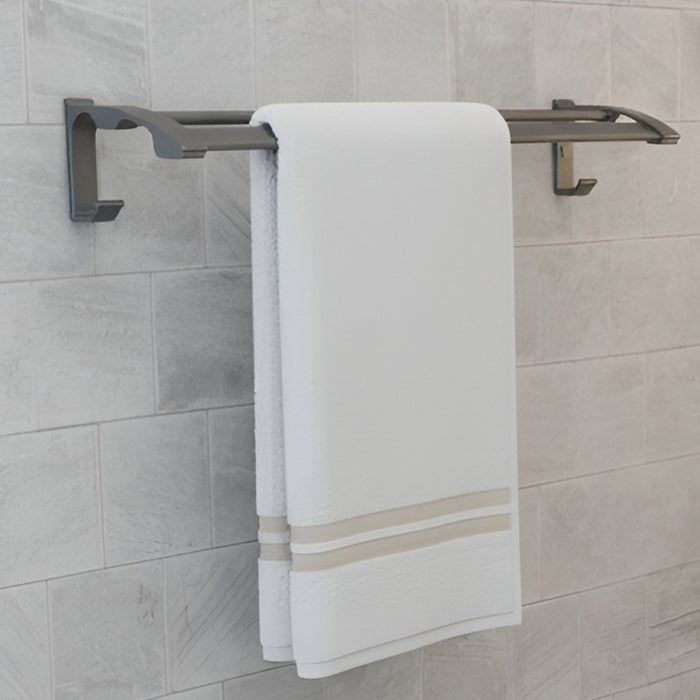 IBL 66-HB iBELL 59 cm (23-Inch) Wall Mounted Double Towel Rod with Hooks, Stainless Steel, Dark Grey Finish