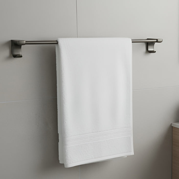 IBL 70-GH iBELL 57 cm (22.5-Inch) Wall Mount Stainless Steel Towel Rod with 2 Hooks for Loofah or Bathing Sponge | Anti-Rust Towel Rack for Bathroom | Dark Grey