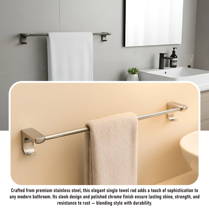 IBL 70-GH iBELL 57 cm (22.5-Inch) Wall Mount Stainless Steel Towel Rod with 2 Hooks for Loofah or Bathing Sponge | Anti-Rust Towel Rack for Bathroom | Dark Grey