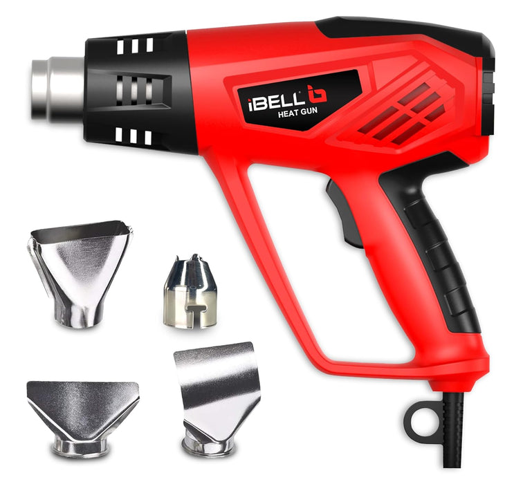 IBELL HG20-98 Heat Gun with 4 Nozzles, 2000W, 12 Temperatures 50 °C to 600 °C, Dual Air Flow 250 | 550 L/min