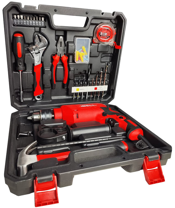 IBELL Professional Tool Kit with Impact Drill TD13-85, 650W, Copper Armature, Chuck 13mm Keyless Auto, 59 Home Essential Tools/Accessories