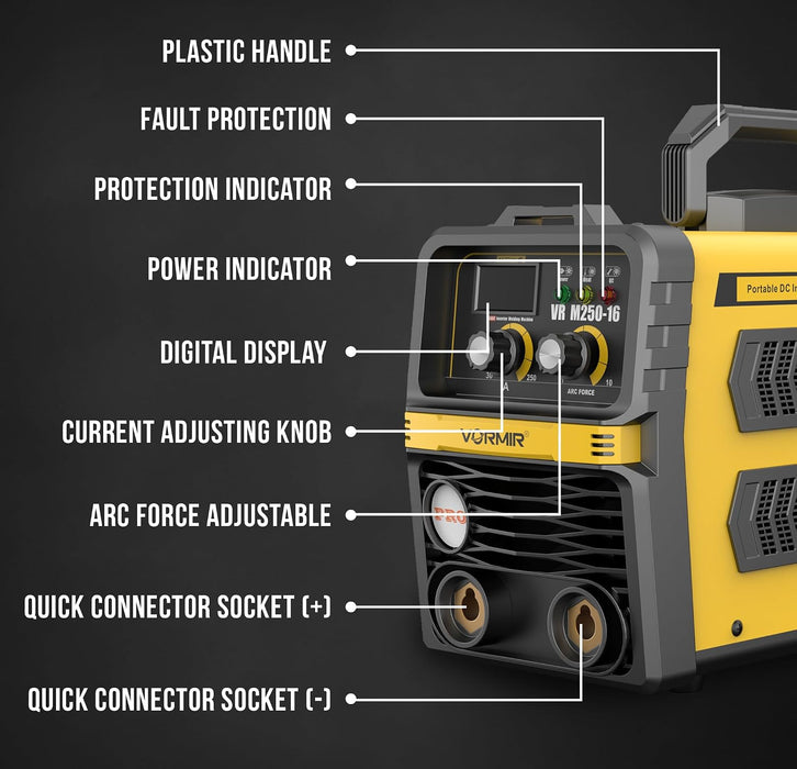 iBELL VORMIR VR M250-16 Inverter MMA Welding Machine (Home/DIY) 250A with Hot Start, Anti-Stick Functions