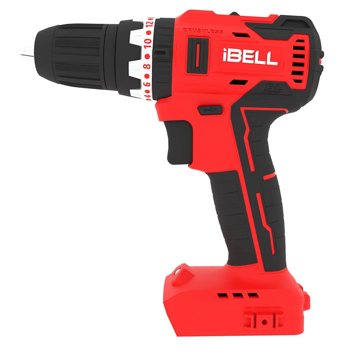 IBELL One Power Series Cordless Impact Drill Brushless BD20-38 20 volts, 0.375 inches 38Nm (Battery & Charger not included), Red with 18 months warranty