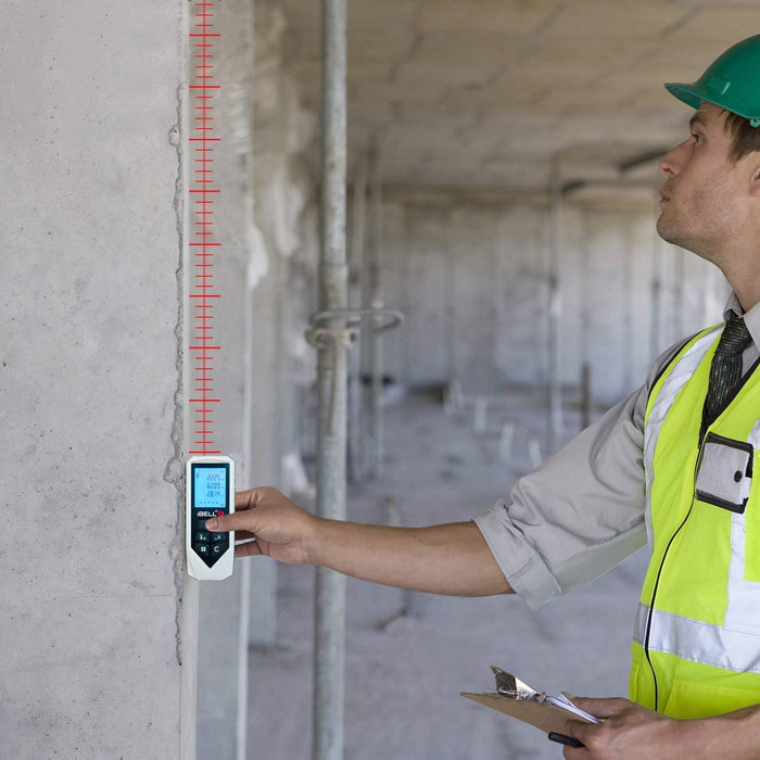 IBELL DM60-02 Classic Laser Measure 196Ft/60M Mute Laser Distance Meter with Backlit LCD and Pythagorean Mode, Area and Volume, Battery, Pouch and Hand Strap Included