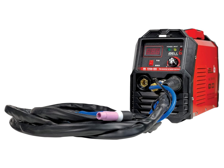 Renewed – iBELL TIG/MMA Welding Machine (T250-106), 250A, 220V, Inverter IGBT, Anti Stick, with 10nos Tungsten Rods & All Accessories Included – 1-Year Warranty – with Minor Body Scratches – Full Warranty
