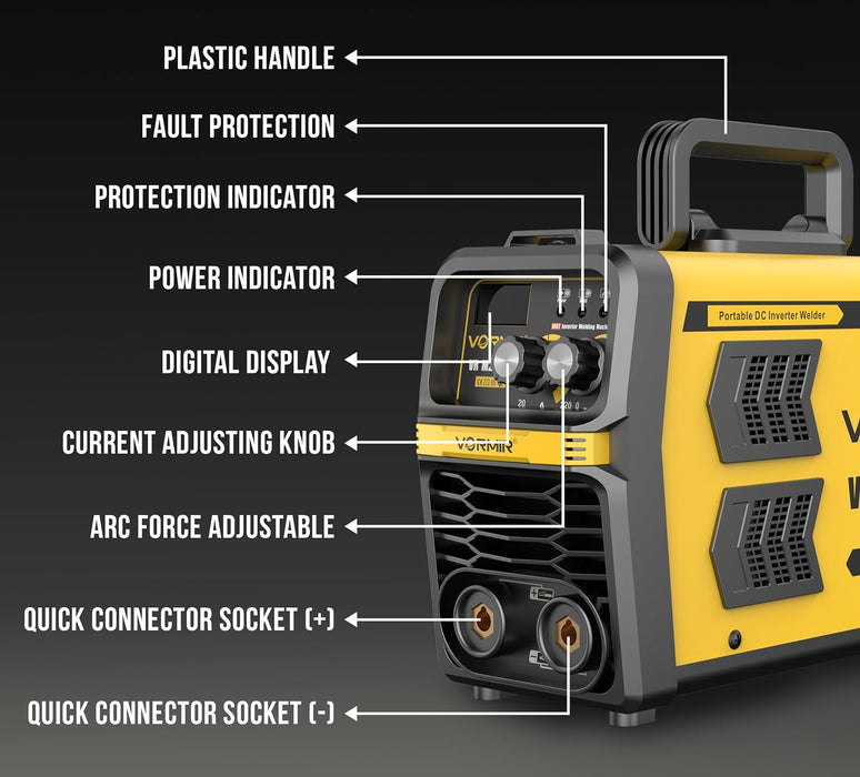 iBELL VORMIR VRM220-14 Inverter MMA Welding Machine (Home/DIY) 220A with Hot Start, Anti-Stick Functions