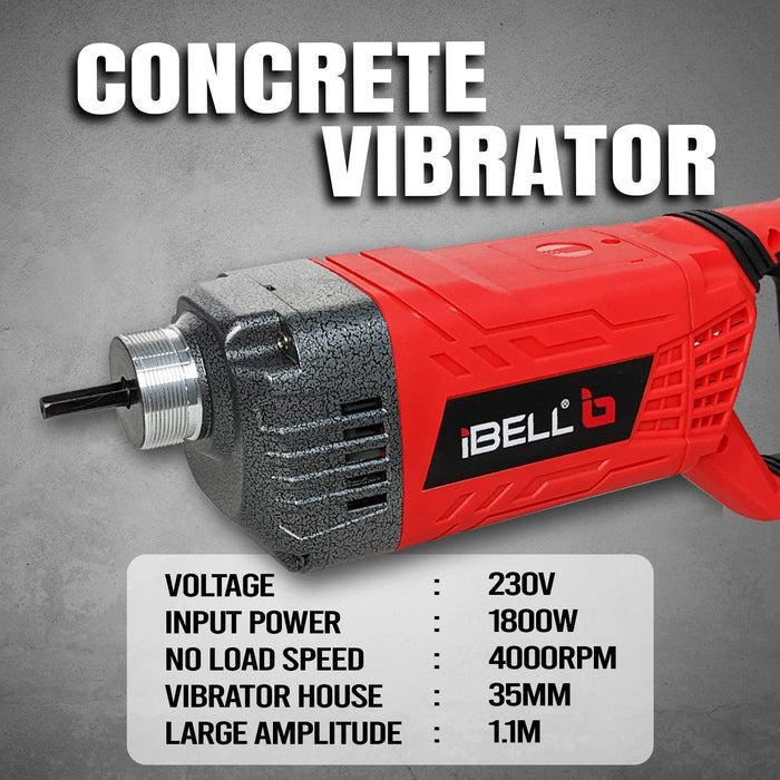 iBELL Concrete Vibrator CV35-48, 1800W, 4000RPM, 35MM/ 2 Meter Needle