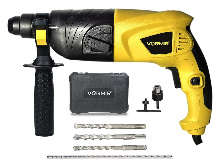 IBELL VORMIR Rotary Hammer Drill VR RH20-25, 500W, Copper Armature, SDS Plus 20 mm, Heavy Duty Safety Clutch 2 Functions with Vibration Control, Chisels and Drill Bits with Case