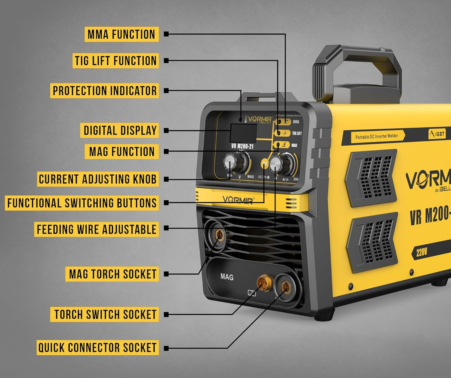iBELL VORMIR VR M20021 Inverter MMA/MAG/TIG LIFT Welding Machine (Hom