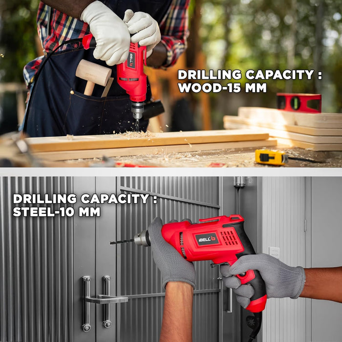 IBELL Electric Drill R1, 400W, Copper Armature, 2800 RPM, Chuck 10 mm Forward/Reverse for Wood & Metal Work with Variable Speed Control