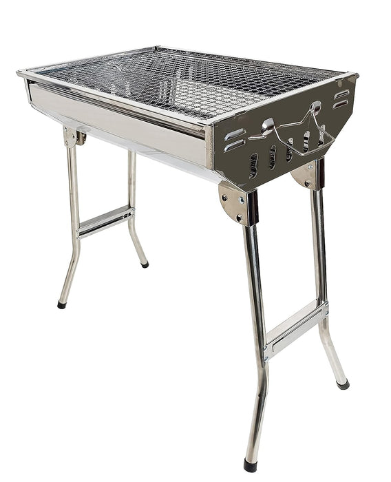 IBELL CA-11 Foldable Stainless Steel Charcoal Barbecue And Tandoor Grill Barbeque Stand For Outdoor Picnic Camping And Travel, Free Standing