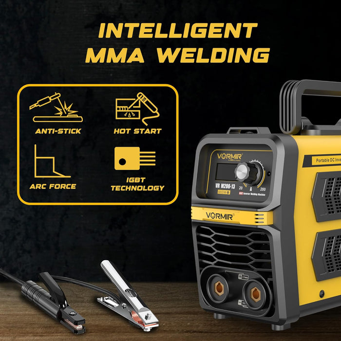 Renewed – iBELL VORMIR VRM200-13 Inverter MMA Welding Machine (Home/DIY) 200A with Hot Start, Anti-Stick Functions – 1-Year Warranty – with Minor Body Scratches – Full Warranty