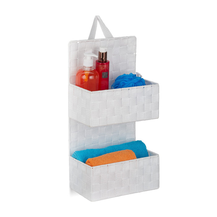 IBL 16-SB iBELL Nylon Hanging Storage Box for Clothes | Wardrobe Organizer | Cloth Storage Box | Pack of 2 | Blue Polka Dot Design