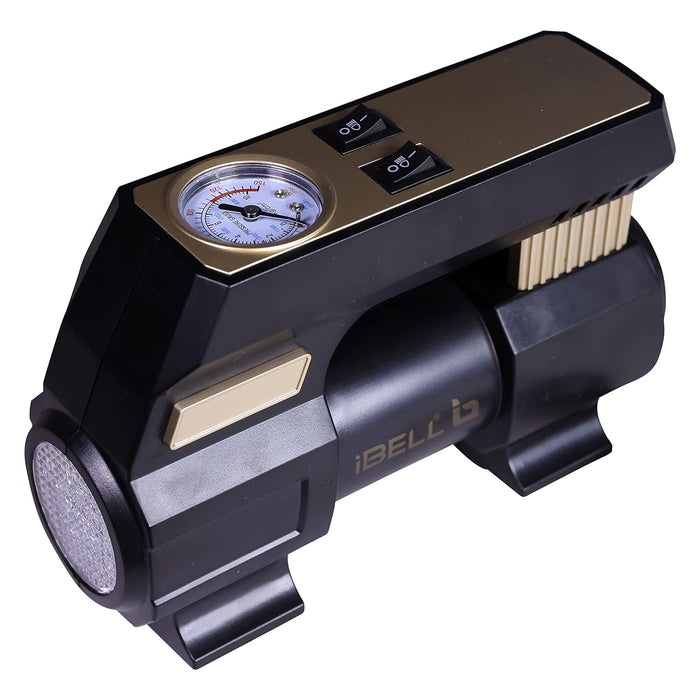 IBELL Car/Bike Tyre Inflator CA12-98, 12V DC, 120W, 12A, Air Flow 25L/min, 150 PSI with Emergency LED Flashlight