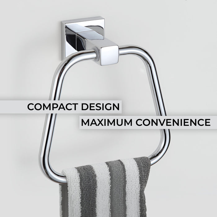 IBL 91-SH iBELL Triangle Towel Ring | Towel Holder for Bathroom, Kitchen & Washbasin | Hand Towel Stand & Napkin Holder | Cloth Hanger - Silver (Pack of 1)