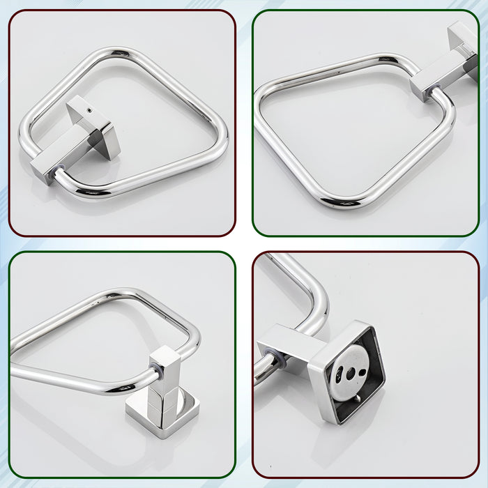IBL 91-SH iBELL Triangle Towel Ring | Towel Holder for Bathroom, Kitchen & Washbasin | Hand Towel Stand & Napkin Holder | Cloth Hanger - Silver (Pack of 1)