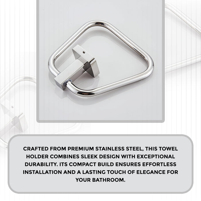 IBL 91-SH iBELL Triangle Towel Ring | Towel Holder for Bathroom, Kitchen & Washbasin | Hand Towel Stand & Napkin Holder | Cloth Hanger - Silver (Pack of 1)