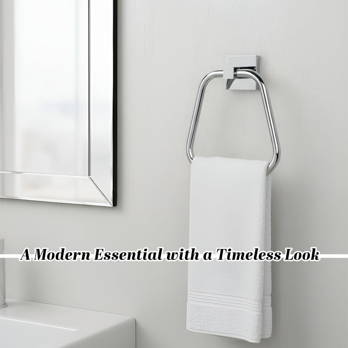 IBL 91-SH iBELL Triangle Towel Ring | Towel Holder for Bathroom, Kitchen & Washbasin | Hand Towel Stand & Napkin Holder | Cloth Hanger - Silver (Pack of 1)