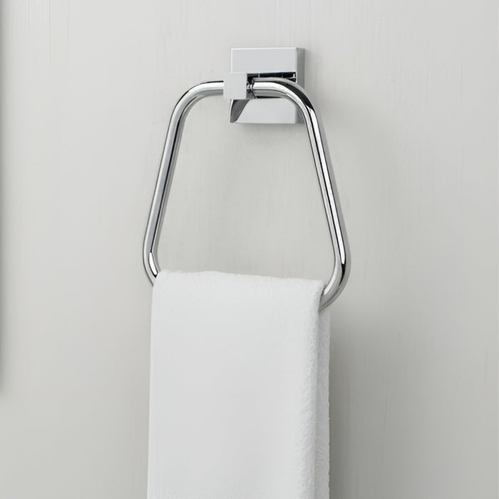IBL 91-SH iBELL Triangle Towel Ring | Towel Holder for Bathroom, Kitchen & Washbasin | Hand Towel Stand & Napkin Holder | Cloth Hanger - Silver (Pack of 1)