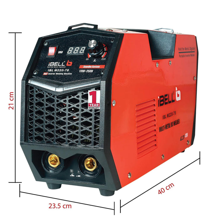 iBELL M220-78 Inverter ARC Multi Metal (SS/IRON/CARBON STEEL/COPPER/ALUMINIUM/ZINC) Welding Machine (IGBT) 220A - 1 Year Warranty