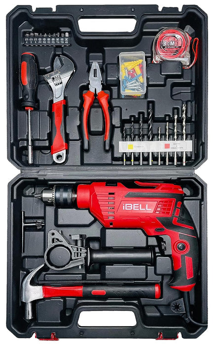 IBELL Professional Tool Kit with Impact Drill TD13-85, 650W, Copper Armature, Chuck 13mm, 59 Home Essential Tools/Accessories