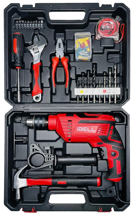 IBELL Professional Tool Kit with Impact Drill TD13-85, 650W, Copper Armature, Chuck 13mm Keyless Auto, 59 Home Essential Tools/Accessories