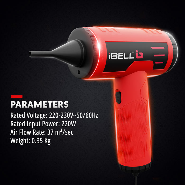 iBell AD20-10 High-Efficiency Compressed Air Duster | 220W, 20,000-105,000 RPM | Brushless Powerful Motor with 3m Cord & Back Grille Protection | Lightweight Blower for Electronics and Inflatables