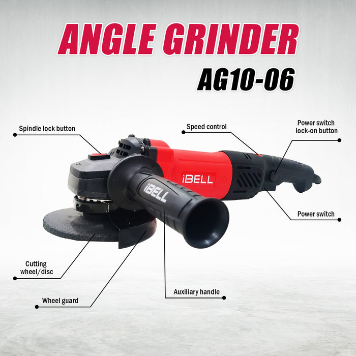 iBELL Angle Grinder IBL AG10-06, 1100W, 100MM Heavy Duty,11000 RPM with 6 Months Warranty