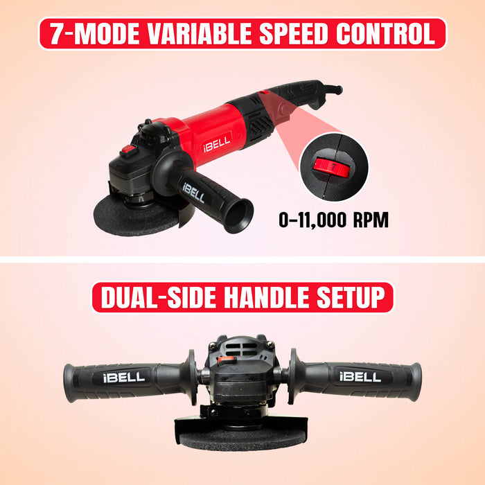 iBELL Angle Grinder IBL AG10-06, 1100W, 100MM Heavy Duty,11000 RPM with 6 Months Warranty