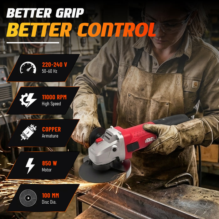 iBELL Angle Grinder IBL AG10-92, 850W, 100MM Heavy Duty,11000 RPM with 6 Months Warranty