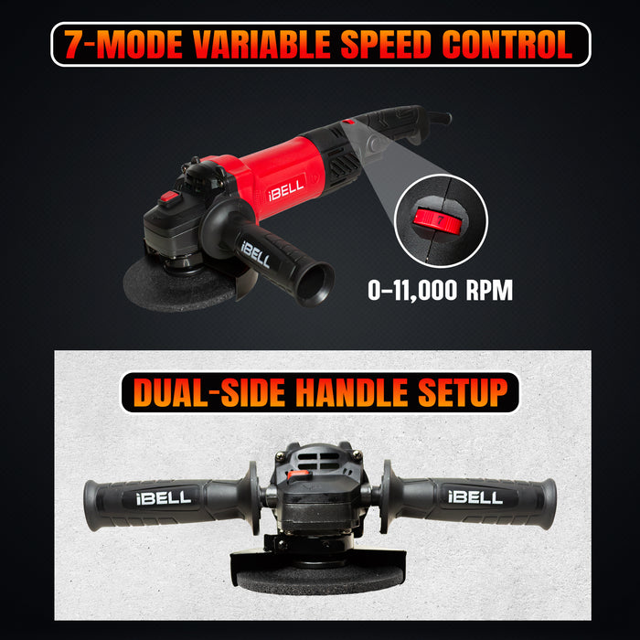 iBELL Angle Grinder IBL AG15-06, 1100W, 115MM Heavy Duty,11000 RPM with 6 Months Warranty