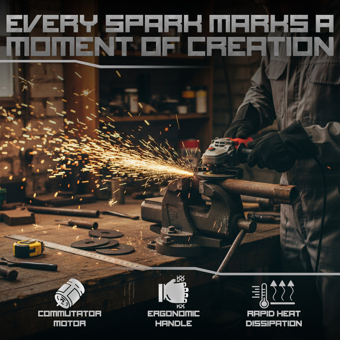 iBELL Angle Grinder IBL AG25-06 | 1100W High-Performance Heavy-Duty Tool | 125mm (5-inch) Disc Diameter | 11,000 RPM Variable Speed for Precision Cutting & Grinding | Class II Safety | 6 Months Warranty