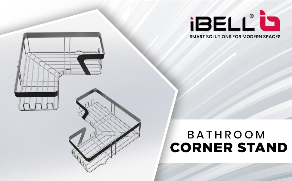 IBL FX 04 iBELL Stainless Steel Self-Adhesive Corner Shelf for Bathroom and Kitchen, Wall Mount, Chrome Finish, Pack of 2, Available in 2 Sizes