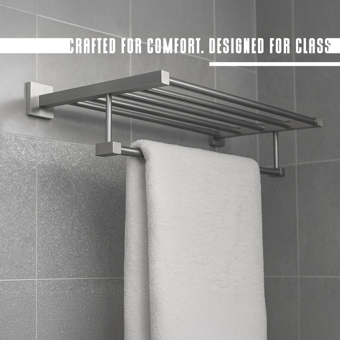 IBL 54-GS iBELL 60 cm (24-Inch) Aluminium Towel Rack for Bathroom | Towel Stand | Cloth Hanger for Bathroom | Bathroom Accessories