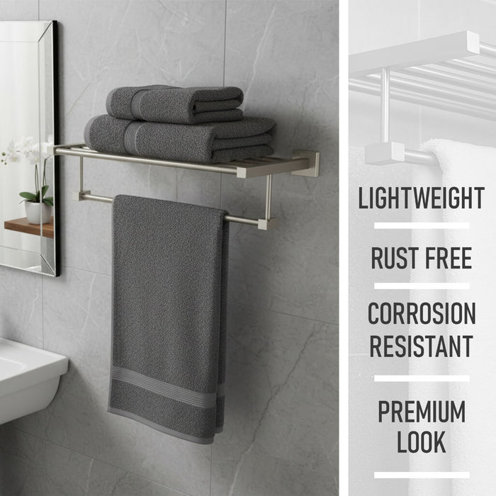 IBL 54-GS iBELL 60 cm (24-Inch) Aluminium Towel Rack for Bathroom | Towel Stand | Cloth Hanger for Bathroom | Bathroom Accessories