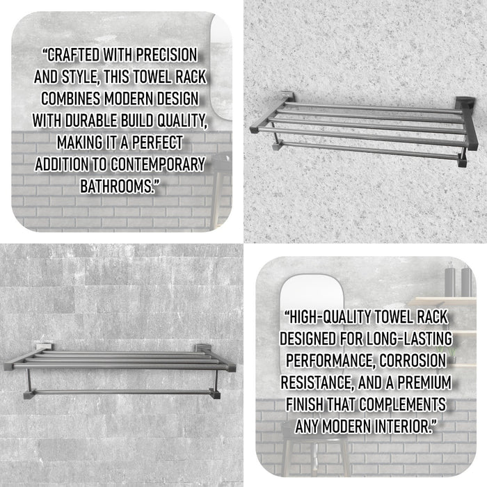 IBL 54-GS iBELL 60 cm (24-Inch) Aluminium Towel Rack for Bathroom | Towel Stand | Cloth Hanger for Bathroom | Bathroom Accessories