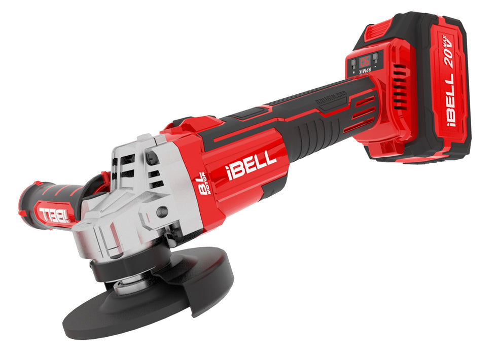 IBELL One Power Series Cordless Angle Grinder Brushless BA20-25 20V 8500RPM 4Ah Battery & Charger