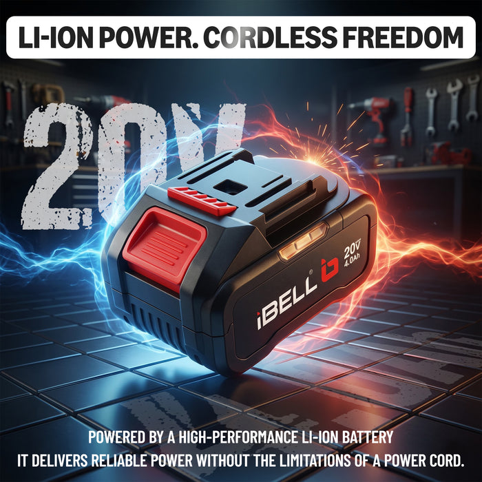 iBELL IBL BA20-95 Cordless Angle Grinder 20V DC, 1000W Max Power, Brushless Motor, 0–9500 RPM, 125mm Disc, M14 Spindle, Electric Grinder for Cutting, Grinding & Polishing, 12 Months Warranty