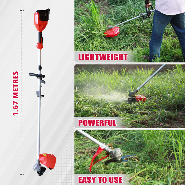 iBELL BB20-60 Cordless Brush Cutter / Grass Cutter / Trimmer (20V + 20V) with 2 Battery | BLDC Motor 5800 RPM | 4.0Ah Battery & Dual Charger | Blade & Trimmer Head | Garden, Lawn, Yard