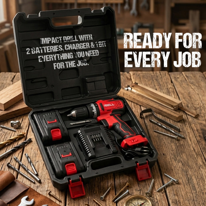 iBELL BM18-60 20V Brushless Impact Driver Drill (Cordless) with 2 Batteries, Charger, Case and Screw Driver Bits, 12 Months Warranty