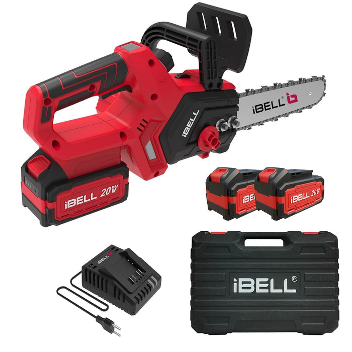 iBell BS20-12 Cordless Chainsaw Brushless|1200W|20V Max|12” Guide Bar|3/8” Chain Pitch|2 * 4.0Ah Li-Ion Battery|4500 RPM|Lightweight 1.76 Kg – Ideal for Cutting Trees and Branches in bmc box,12 months warranty