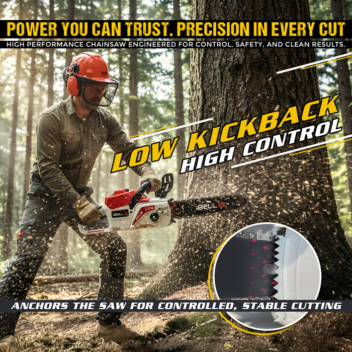 iBELL IBL BS40-16 Cordless Brushless Chainsaw 40V | 2000W High-Performance Motor | 28000RPM | 16" Guide Bar | Automatic Chain Lubrication | Low Kickback Design | Plug-In Wood Teeth
