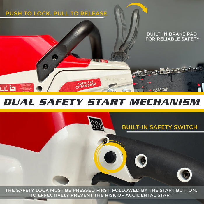 iBELL IBL BS40-16 Cordless Brushless Chainsaw 40V | 2000W High-Performance Motor | 28000RPM | 16" Guide Bar | Automatic Chain Lubrication | Low Kickback Design | Plug-In Wood Teeth