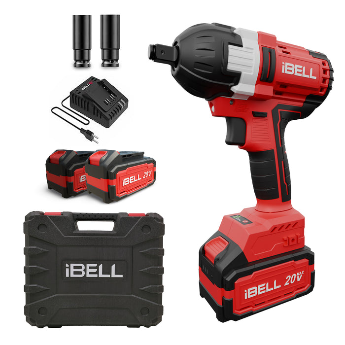 IBELL One Power Series Cordless Impact Wrench Brushless BW 20-50 20V 1/2" 500Nm 2*4Ah Battery & Charger + BMCÂ BOX-12 months warranty