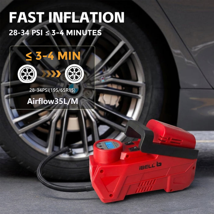 IBELL CA12-94 Digital Tyre Inflator/Air Compressor for car, 150W, Metal Cylinder, 35L/min, 12V DC, 150 PSI