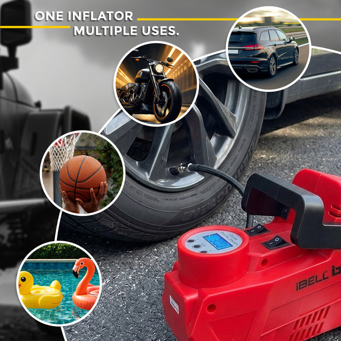 IBELL CA12-94 Digital Tyre Inflator/Air Compressor for car, 150W, Metal Cylinder, 35L/min, 12V DC, 150 PSI