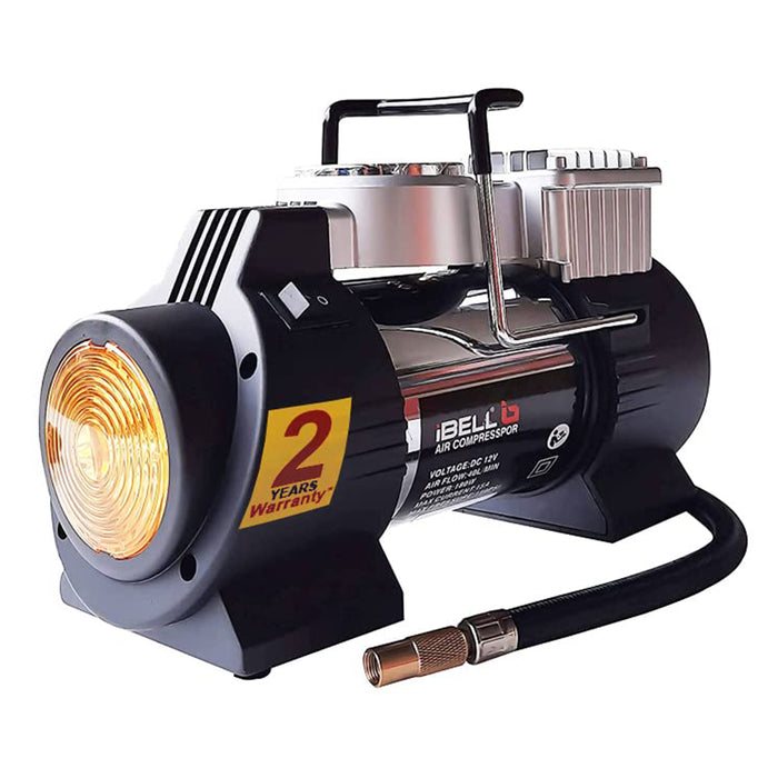 IBELL Tyre Inflator/ Air Compressor CA12-95, 180W, Copper Armature, Metal Cylinder, 40L/min, 12V DC, 150 PSI (Analogue ), 24 months Warranty