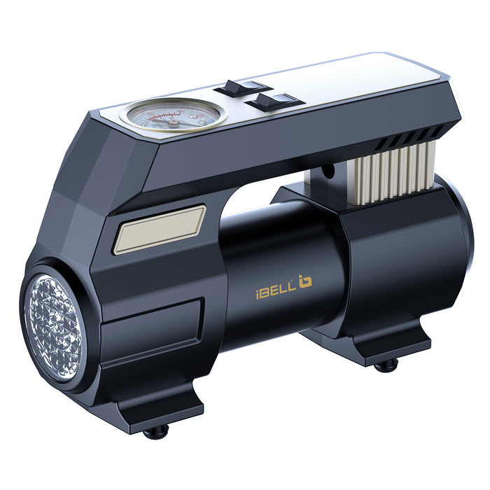 IBELL Car/Bike Tyre Inflator CA12-98, 12V DC, 120W, 12A, Air Flow 25L/min, 150 PSI with Emergency LED Flashlight
