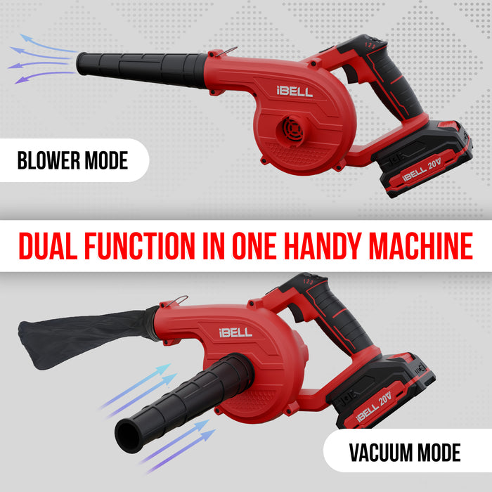 IBELL One Power Series 2-in-1 Cordless Blower CB20-68 20V 2.6M3/MIn with 2Ah Battery & Charger with 6 months warranty